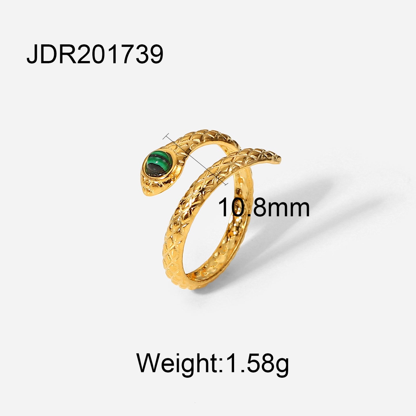 Snake Head Ring Stainless Steel and 18K Gold Plated