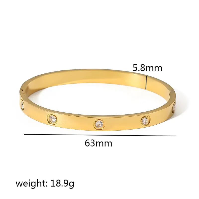 Diamond Stud Titanium Steel Zircon Bangle