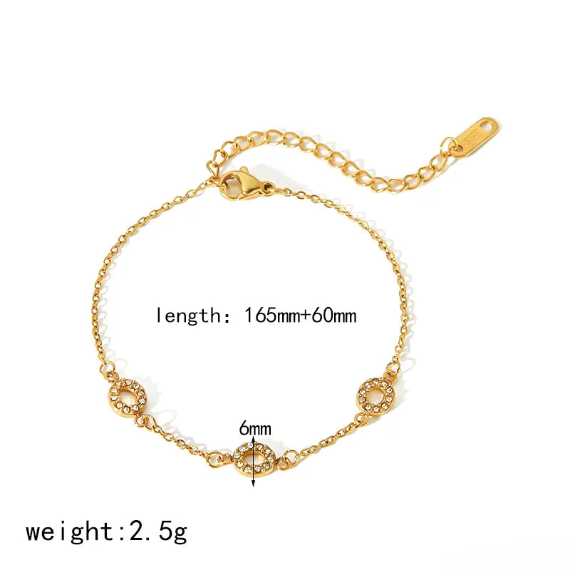 Simple Style Geometric 304 Stainless Steel 18K Gold Plated Artificial Pearls Zircon Bracelets