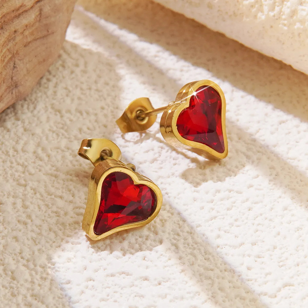 My Valentine 18K Gold Plated 304 Stainless Steel Simple Style Love Heart Shape Earrings