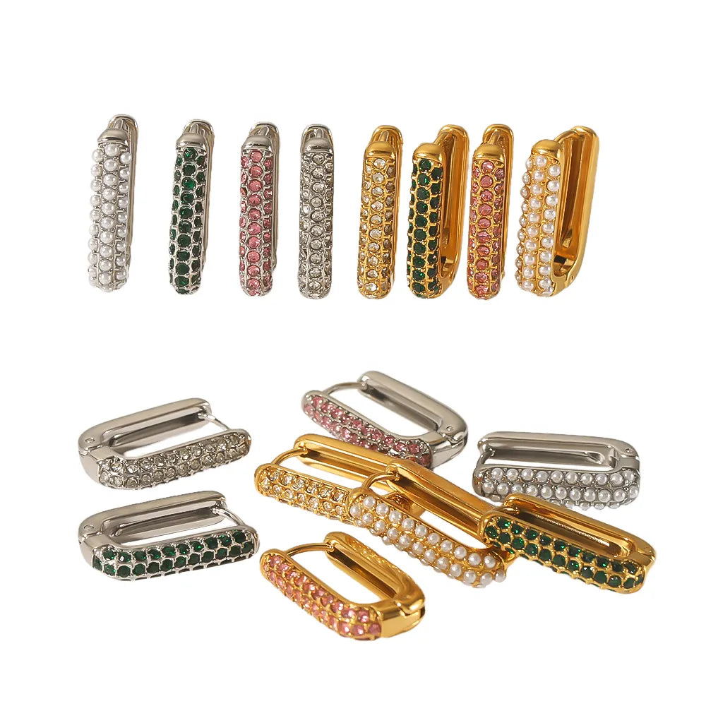 Green Vintage Rectangular Earring