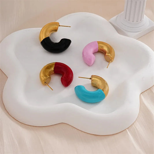 Basic Simple Style Classic Style C Shape Irregular 304 Stainless Steel K Gold Plated Ear Studs