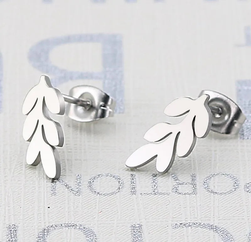 Fashion Leaves 304 Stainless Steel 18K Gold Plated Ear Studs