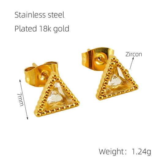 Glam Retro Heart Shape Plating Inlay 304 Stainless Steel Rhinestones 18K Gold Plated Drop Earrings