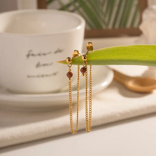 Tassel 304 Stainless Steel 18K Gold Plated Drop Earrings