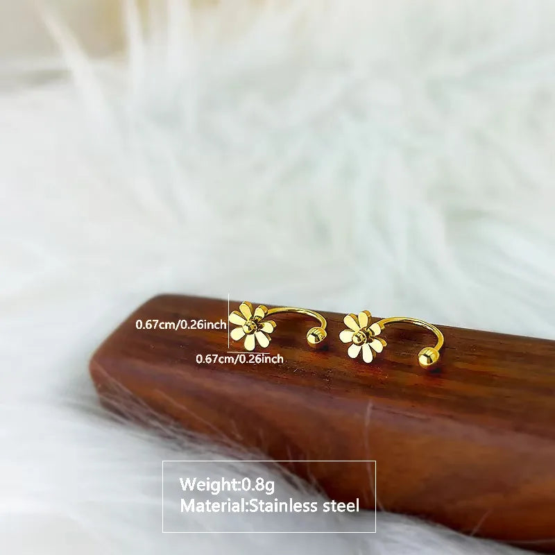 Flower Gold Daisy 304 Stainless Steel 18K Gold Plated Earrings Ear Studs