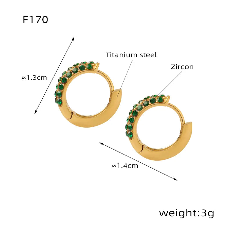 Elegant U Shape Plating Inlay Titanium Steel Artificial Diamond 18k Gold Plated Earrings