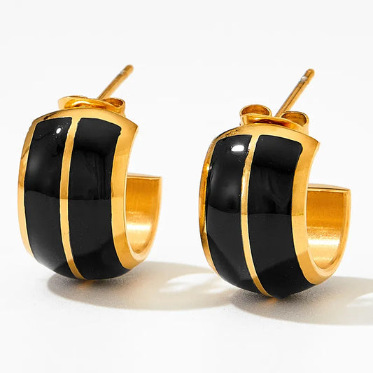Retro geometric stainless steel plating earrings