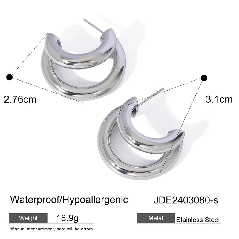 Simple Style Classic Style Solid Color Plating 316 Stainless Steel 18K Gold Plated Ear Studs