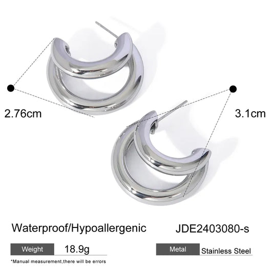 Simple Style Classic Style Solid Color Plating 316 Stainless Steel  18K Gold Plated Ear Studs