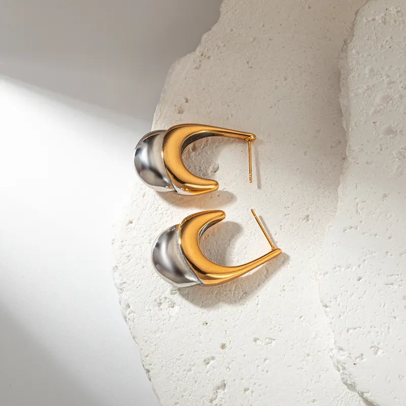 U Shape Ice Cream Plating Three-dimensional 304 Stainless Steel 14K Gold Plated Ear Studs