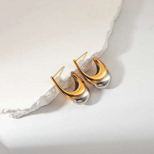 U Shape Ice Cream Plating Three-dimensional 304 Stainless Steel 14K Gold Plated Ear Studs