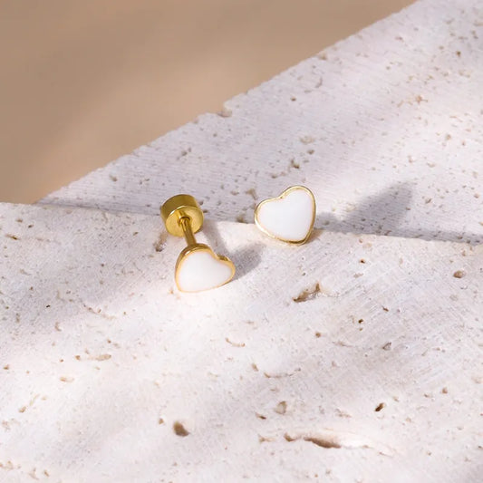 Simple Style Heart Shape 201 Stainless Steel 18K Gold Plated Ear Studs