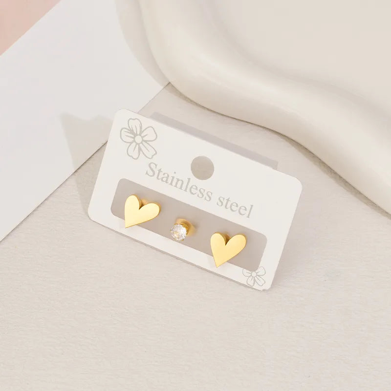 Heart Shape Polishing Plating 304 Stainless Steel 18K Gold Plated Ear Stud