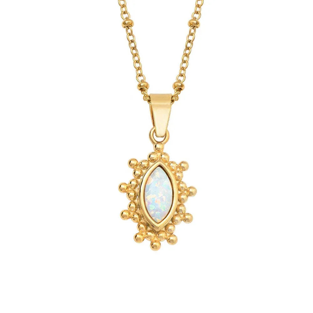 Stainless Steel Plating Inlay Zircon 18K Gold Plated Pendant Necklace