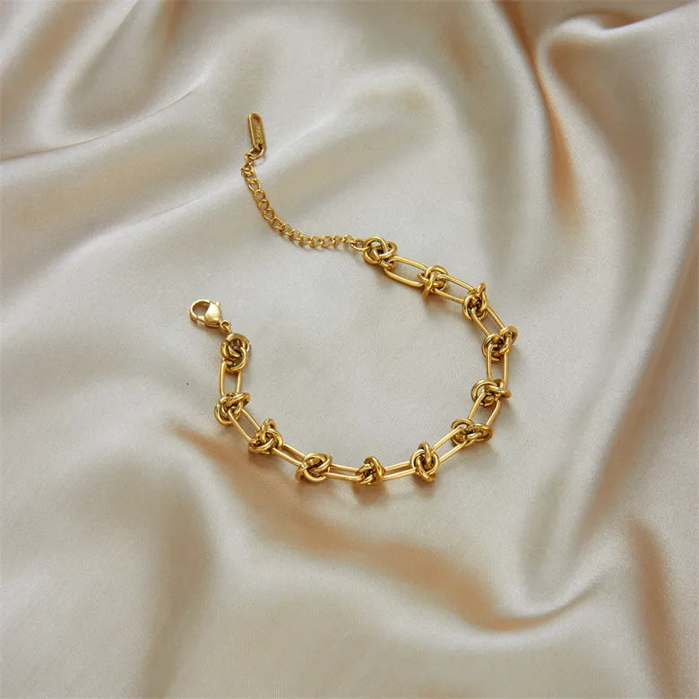 Interlocked Style Solid Color Titanium Steel Plating Bracelets Necklace