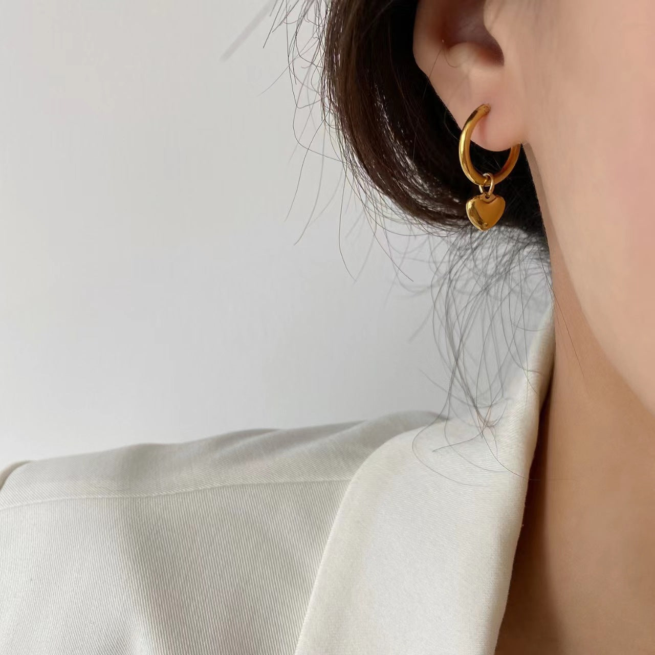 Heart Shape Plating 304 Stainless Steel 18K Gold Plated Earring