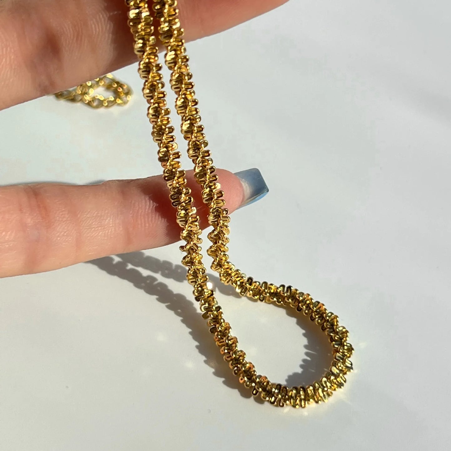 Cauliflower Style Stainless Steel Inlay 18K Gold Plated Necklace