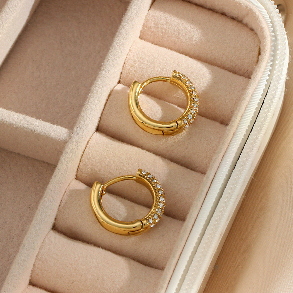 Diamond Lady Stainless Steel Hoop Earrings Plating Zircon Stainless Steel Earrings