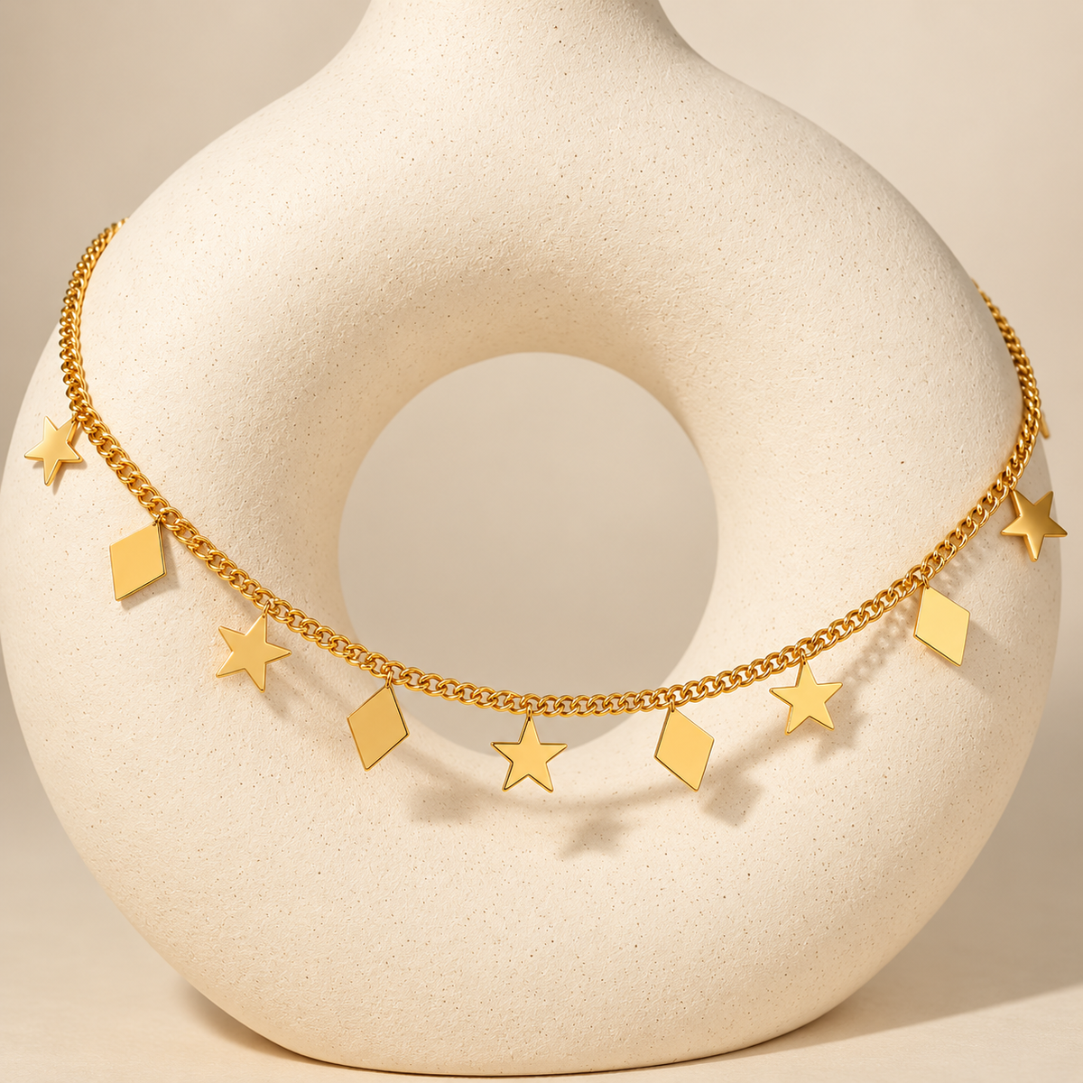 Multi Shaped 18K Gold Plated 304 Stainless Steel Necklace