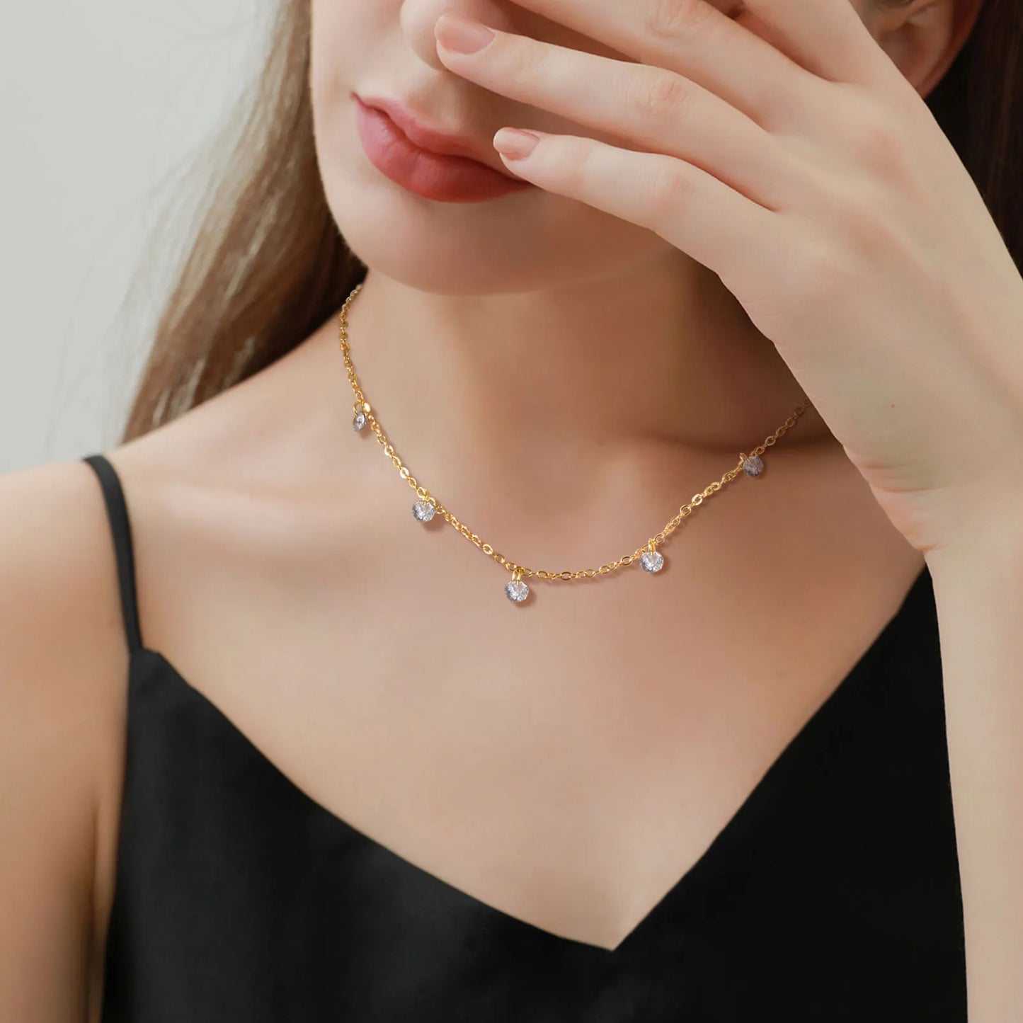French Style Geometric Stainless Steel Plating 18K Gold Plated Necklace