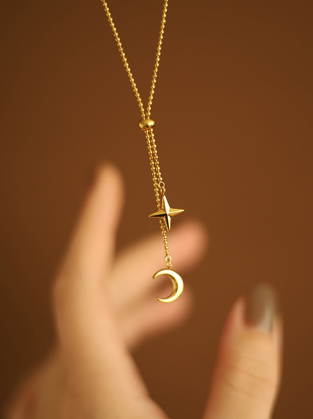 Star Moon Titanium Steel Plating Pendant Necklace