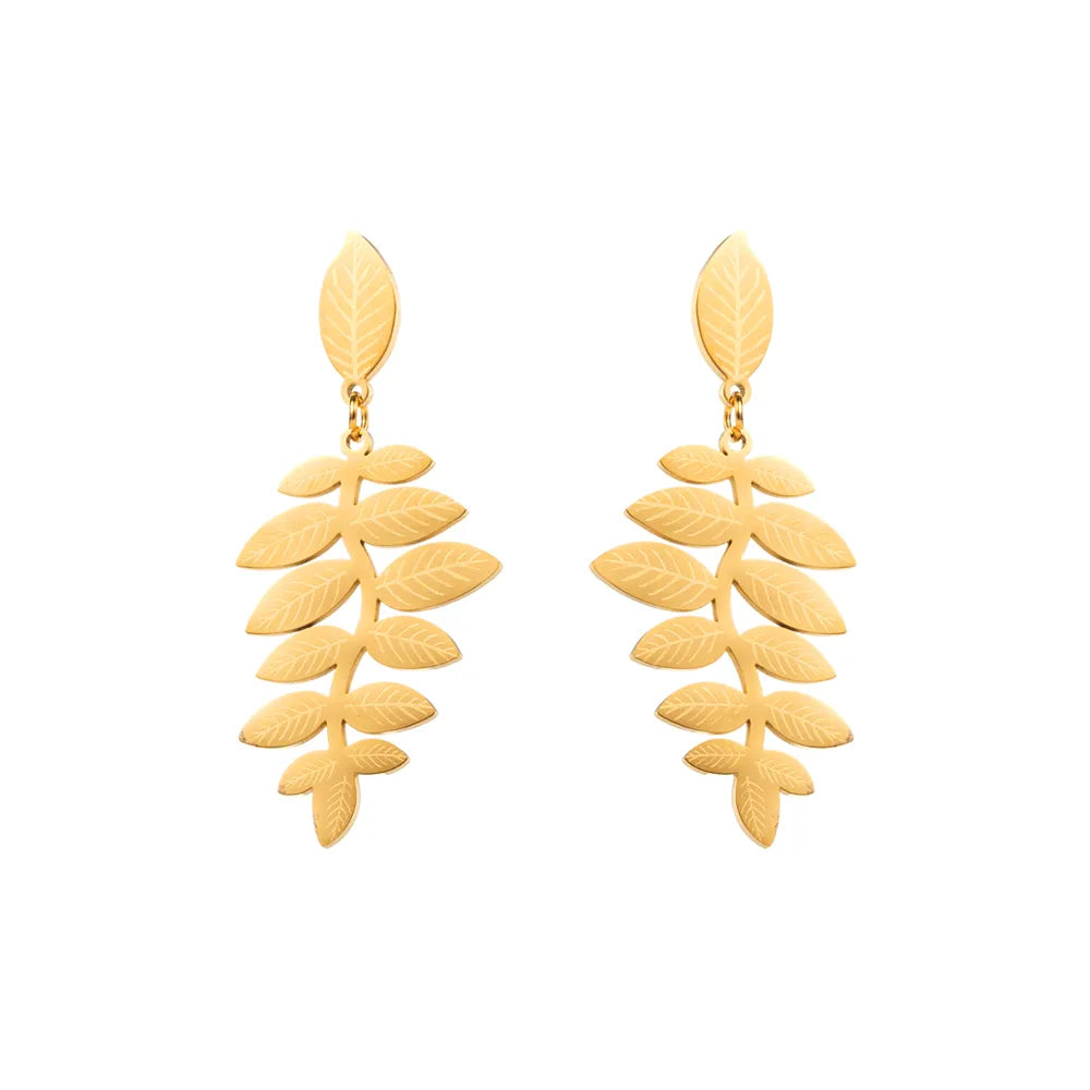 Leaves Titanium Steel Gold Plated