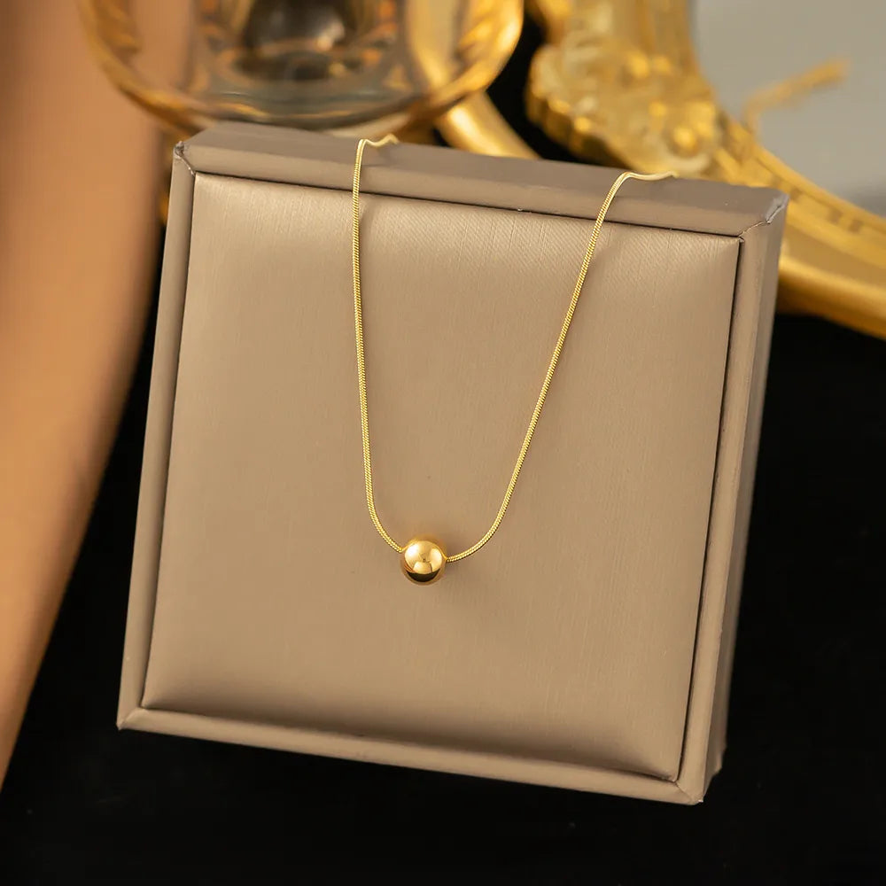 Favorite Ball 304 Stainless Steel 18K Gold Plated Simple Style Solid Color Necklace