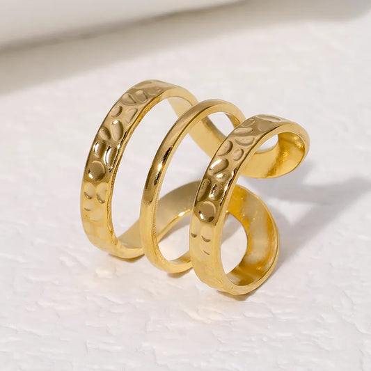 IG style simple style geometric stainless steel plating 18k gold plated open rings