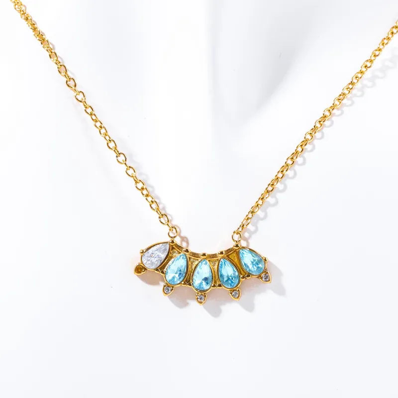 304 Stainless Steel 18K Gold Plated Simple Style Classic Style Plating Inlay Color Block Rhinestones Necklace