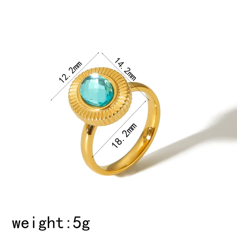304 Stainless Steel 18K Gold Plated Simple Style Classic Style Polishing Plating Inlay Oval Zircon Rings Earrings