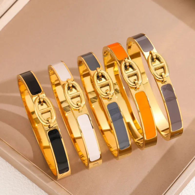304 Stainless Steel Elegant Glam Luxurious Epoxy Letter Bangle
