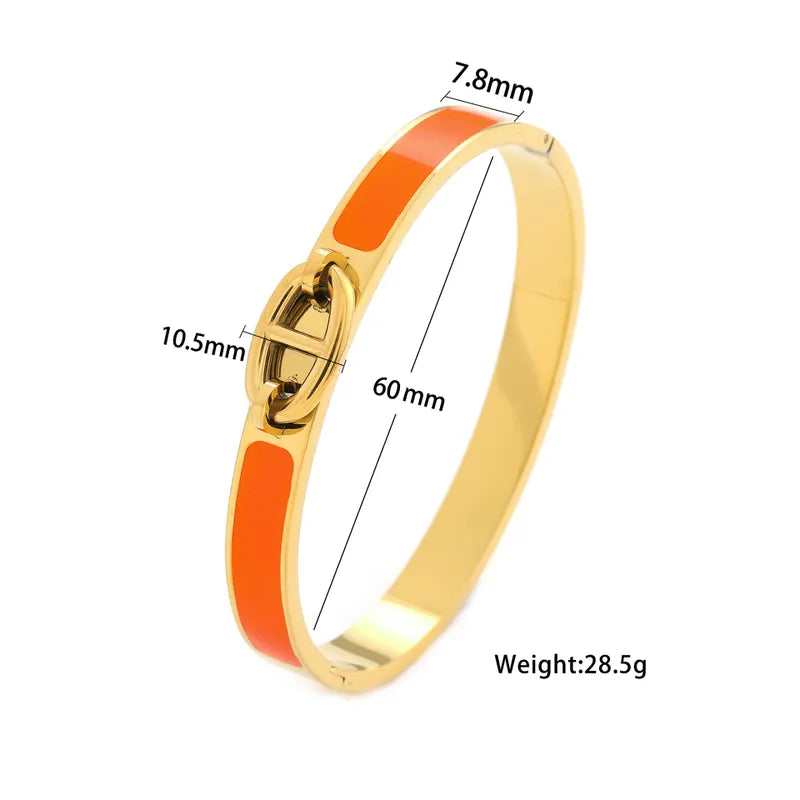 304 Stainless Steel Elegant Glam Luxurious Epoxy Letter Bangle