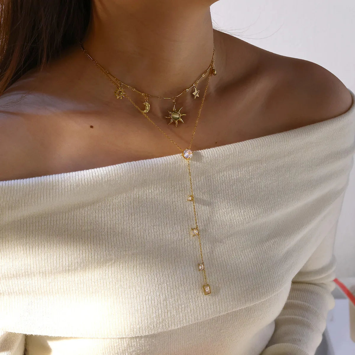 Luxury 18K Gold Plated 304 Stainless Steel Zircon Necklace