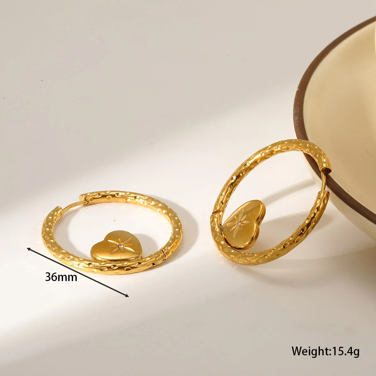 Circle Heart-Shaped 18K Gold Plated 304 Stainless Steel Earring