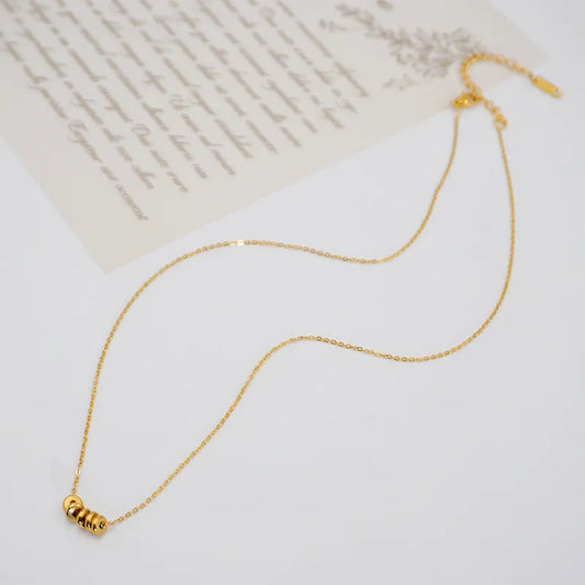 304 Stainless Steel Titanium Steel Gold Plated Casual Simple Style Classic Style Beaded Round Necklace