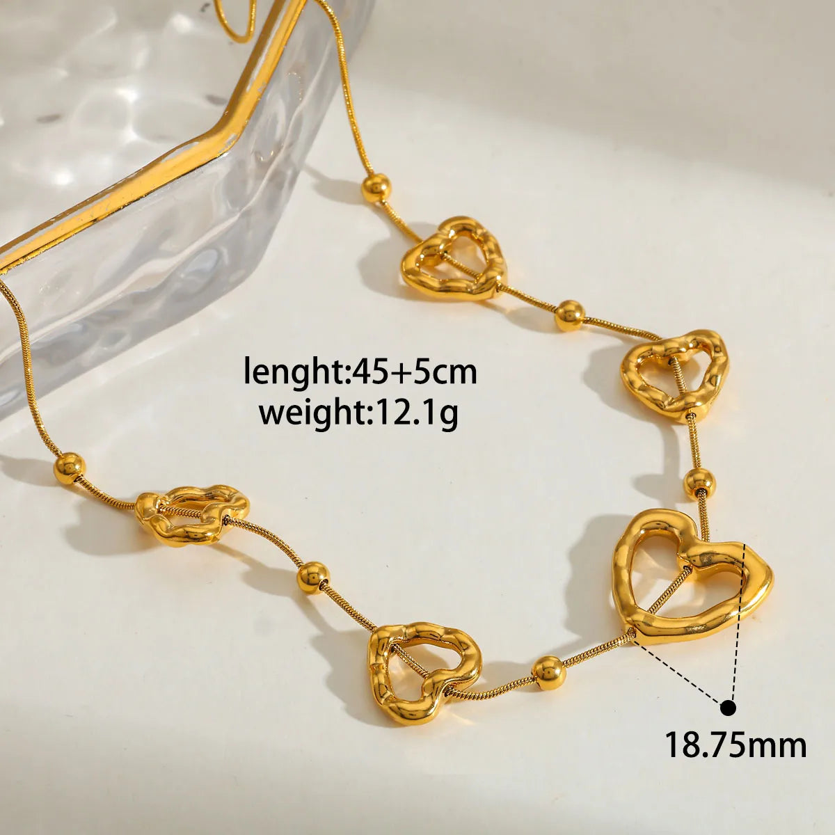 Love Heart Plated 18K Gold Plated 304 Stainless Steel Necklace/Bracelet/Earrings