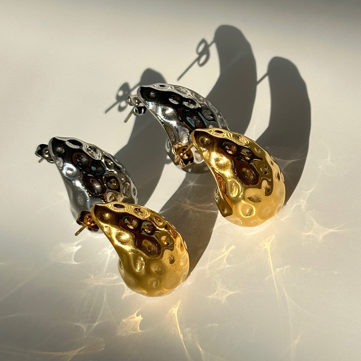 Bumpy Color Plating Titanium Steel 18K Gold Plated Ear Studs