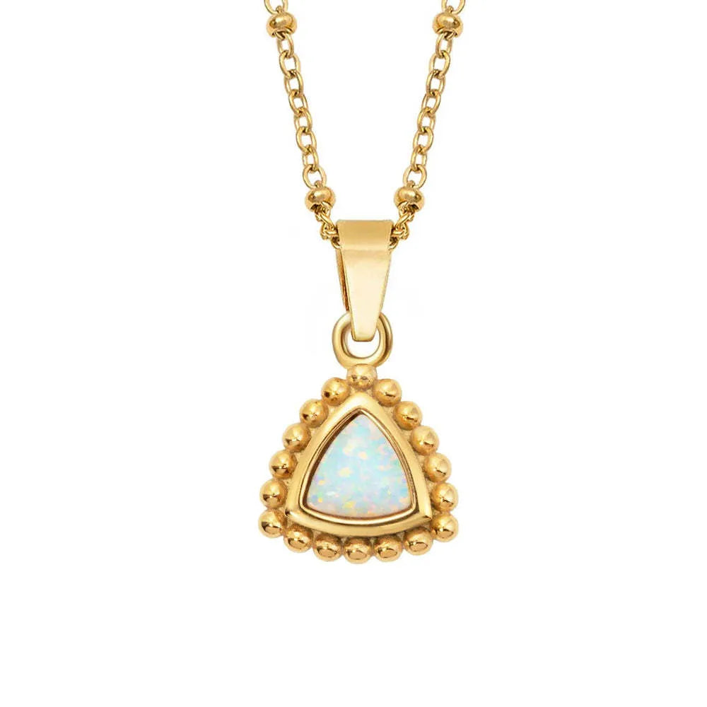 Stainless Steel Plating Inlay Zircon 18K Gold Plated Pendant Necklace