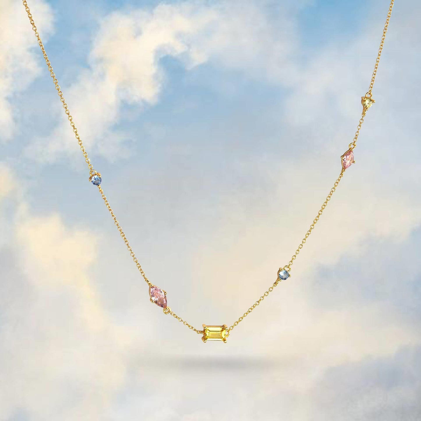 Square Stainless Steel Titanium Steel Zircon Necklace