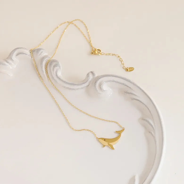 Ocean Whale Necklace Clavicle Chain Titanium Steel 18K Gold Plating