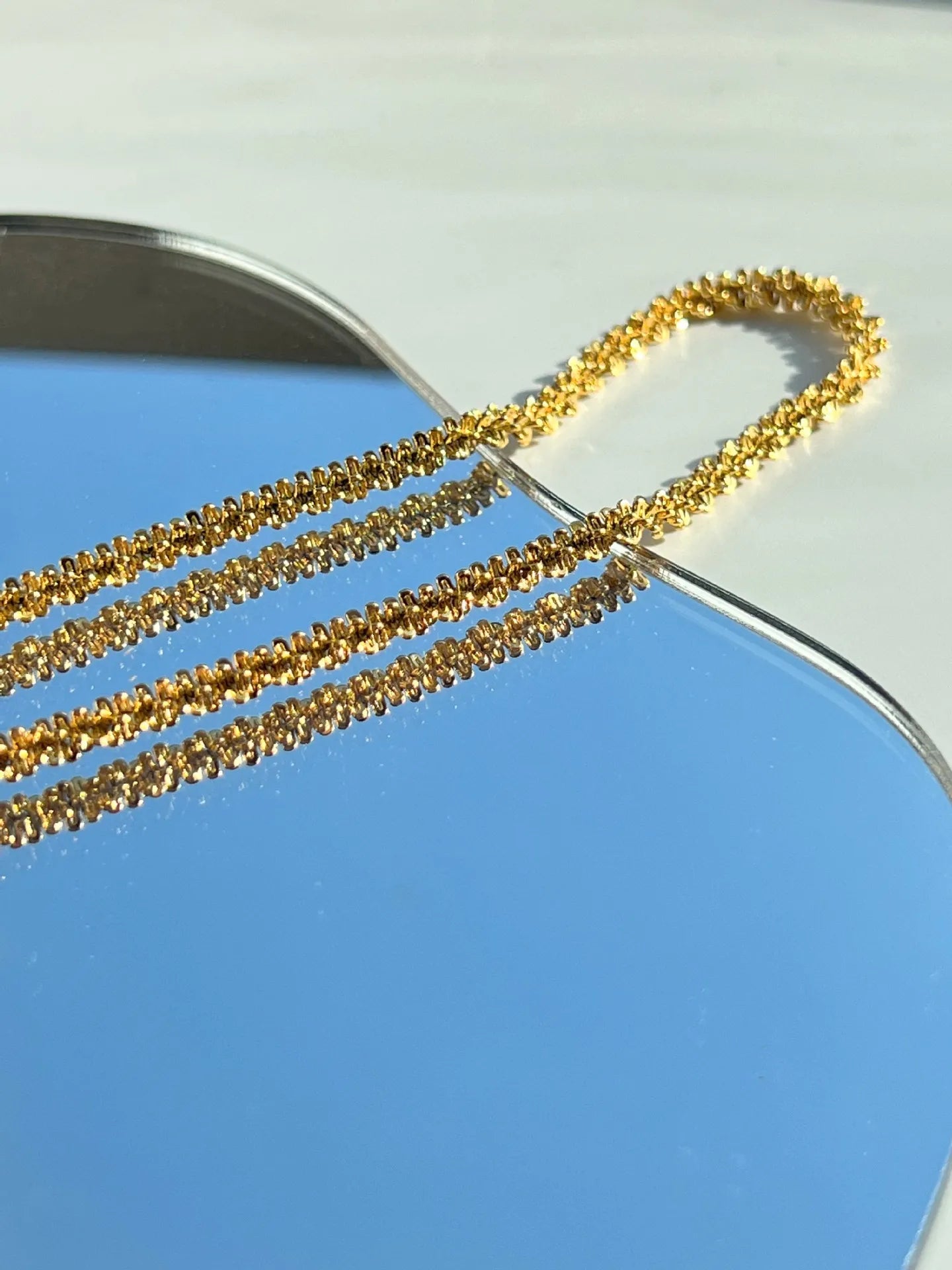 Cauliflower Style Stainless Steel Inlay 18K Gold Plated Necklace
