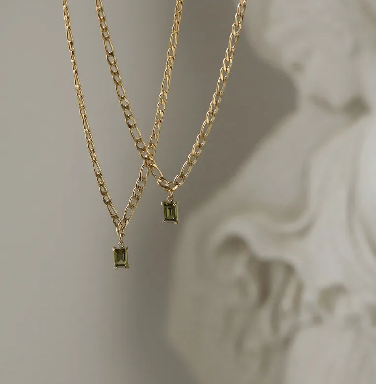 Olive Green Elegant 18K Gold Letter 304 Stainless Steel Necklace
