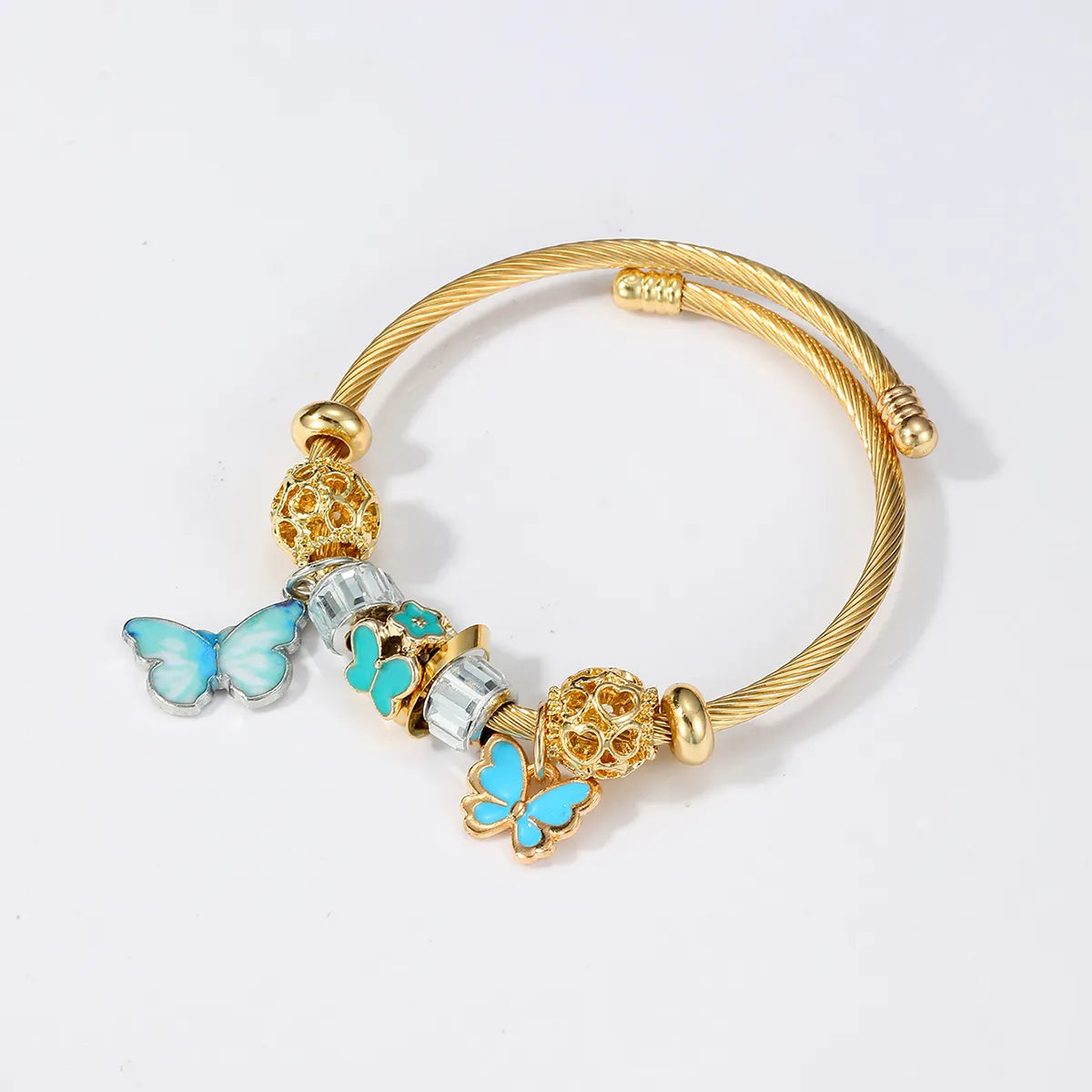 Butterfly Stainless Steel 18K Gold Plated Bangle