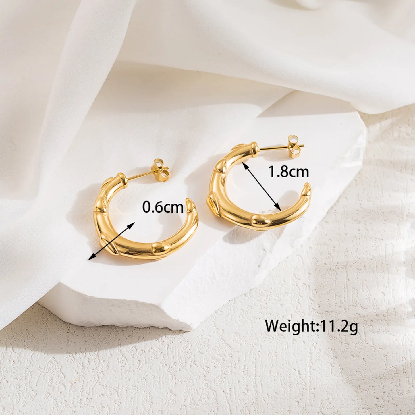Carved Turns 18K Gold Plated and Stainless Steel Earrings
