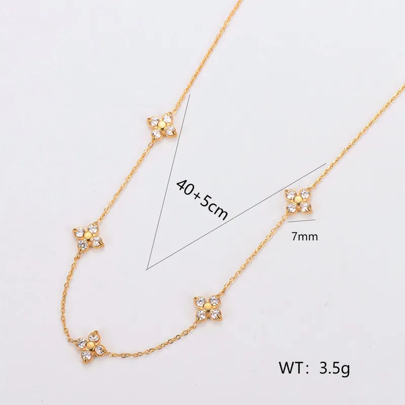 Clover Flower 18K Gold Plated 304 Stainless Steel Necklace
