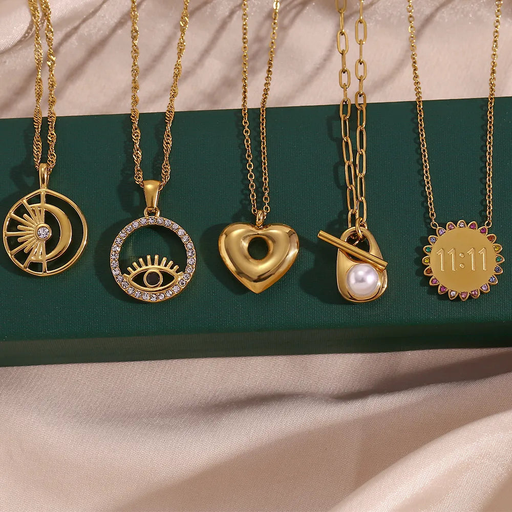 Rhinestone SUNFLOWER 11:11 Pendant Necklace-Gold-Colorful crystals