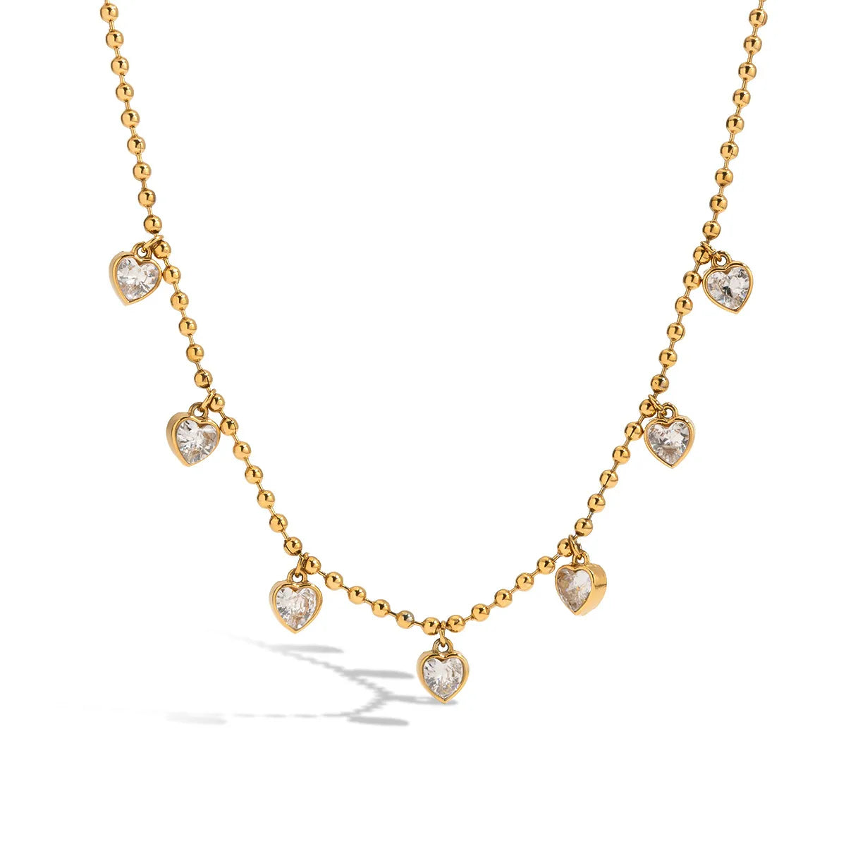Cute Heart Shape 304 Stainless Steel 18K Gold Plated Necklace