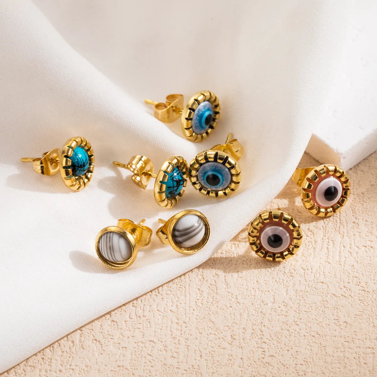 Turquoise Eye Stainless Steel Ear Studs