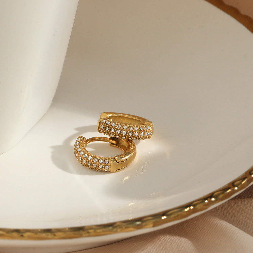 Diamond Lady Stainless Steel Hoop Earrings Plating Zircon Stainless Steel Earrings